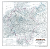 Hist. Karte: DEUTSCHLAND 1865 - Eisenbahnkarte mit Stra&szlig;ennetz (Plano)