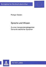 Sprache und Wissen - R&uuml;diger Gladen