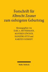 Festschrift f&uuml;r Albrecht Zeuner zum siebzigsten Geburtstag - 