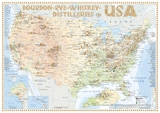 Whiskey Distilleries USA - Tasting Map 34x24cm - R&uuml;diger J&ouml;rg Hirst