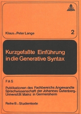 Kurzgefasste Einf&uuml;hrung in die generative Syntax - Klaus-Peter Lange