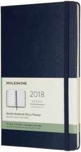 Moleskine 12 Monate Wochen Notizkalender 2018, L/A5, Hard Cover, Saphir - 