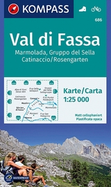 KOMPASS Wanderkarte 686 Val di Fassa, Marmolada, Gruppo del Sella, Catinaccio/Rosengarten 1:25.000 - 