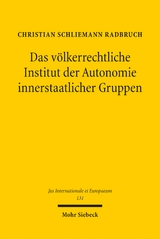 Das v&ouml;lkerrechtliche Institut der Autonomie innerstaatlicher Gruppen - Christian Schliemann Radbruch