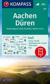 KOMPASS Wanderkarte 757 Aachen, D&uuml;ren, Nationalpark Eifel, Rureifel, Hohes Venn 1:50.000