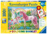 Ravensburger Kinderpuzzle - 13698 Magische Einh&ouml;rner - Einhorn-Puzzle f&uuml;r Kinder ab 6 Jahren, mit 100 Teilen im XXL-Format, inklusive Malheft