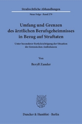 Umfang und Grenzen des &auml;rztlichen Berufsgeheimnisses in Bezug auf Straftaten. - Beryll Zander
