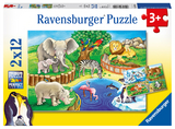 Ravensburger Kinderpuzzle - 07602 Tiere im Zoo - Puzzle f&uuml;r Kinder ab 3 Jahren, mit 2x12 Teilen