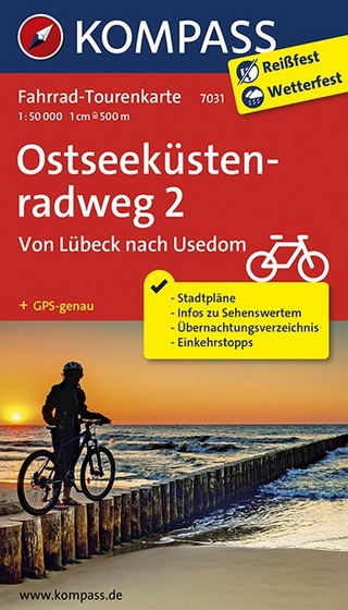 Fahrrad-Tourenkarte Ostseeküstenradweg 2, von Lübeck nach Usedom