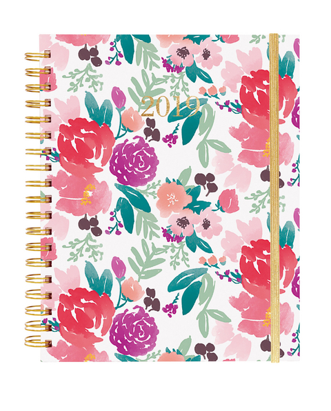 FLORAL 2019 LARGE SPIRAL BOUND DIARY -  Graphique
