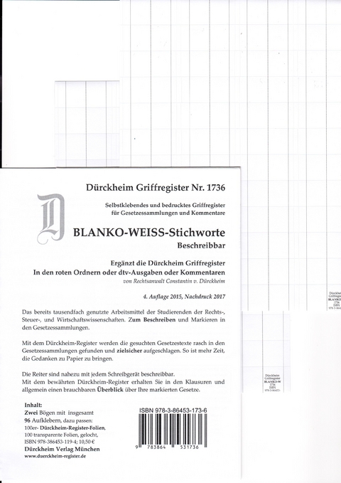 DürckheimRegister® BLANKO: WEISS-GROSS Beschreibbar - Constantin von Dürckheim