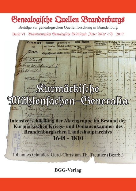 Kurm&auml;rkische M&uuml;hlensachen-Generalia - Gerd-Christian Th. Treutler, Johannes Glander