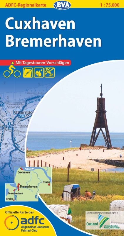 ADFC-Regionalkarte Cuxhaven Bremerhaven mit Tagestouren-Vorschl&auml;gen, 1:75.000, rei&szlig;- und wetterfest, GPS-Tracks Download