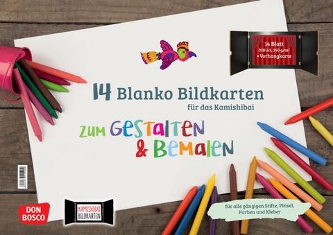 14 Blanko Bildkarten zum Gestalten & Bemalen f&uuml;r das Kamishibai