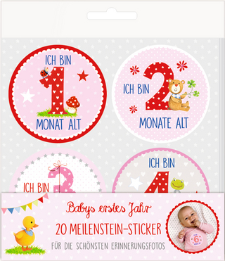Meilenstein-Sticker - BabyGlück - Babys erstes Jahr (rosa)