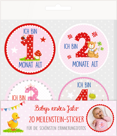 Meilenstein-Sticker - BabyGl&uuml;ck - Babys erstes Jahr (rosa)