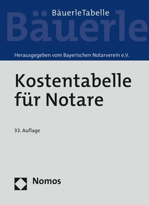 Kostentabelle f&uuml;r Notare - 