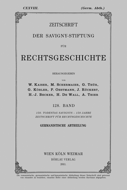 Zeitschrift der Savigny-Stiftung f&uuml;r Rechtsgeschichte / Zeitschrift der Savigny-Stiftung f&uuml;r Rechtsgeschichte - 