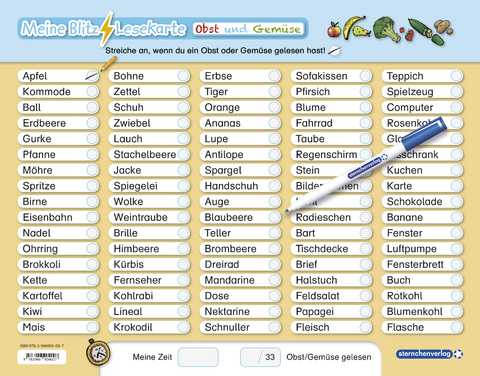 Meine Blitzlesekarte - Tiere, Obst und Gem&uuml;se - Katrin Langhans