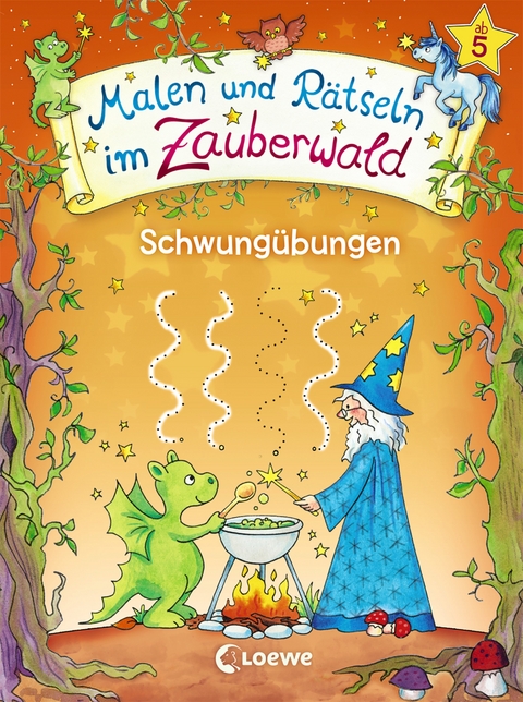 Malen und R&auml;tseln im Zauberwald - Schwung&uuml;bungen