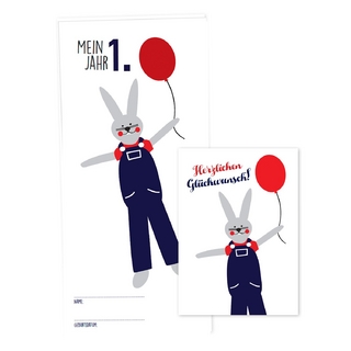 Babykalender „Mein erstes Jahr“ für Jungen, inkl. passender Glückwunschkarte