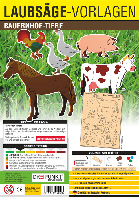 Laubs&auml;ge-Vorlagen Bauernhof-Tiere
