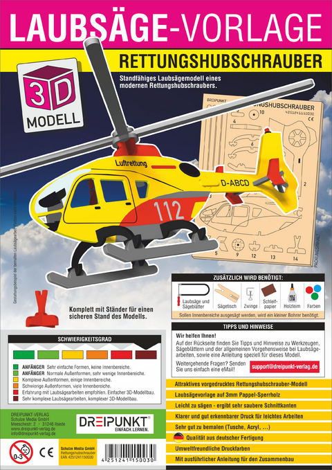 3D Laubs&auml;ge-Vorlage Rettungshubschrauber