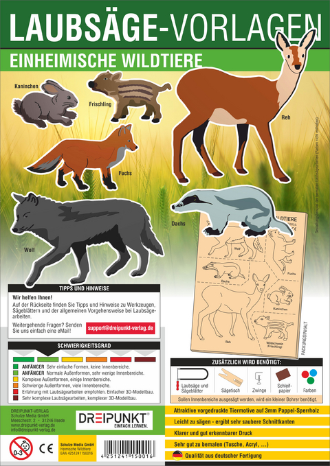Laubs&auml;ge-Vorlagen Einheimische Wildtiere