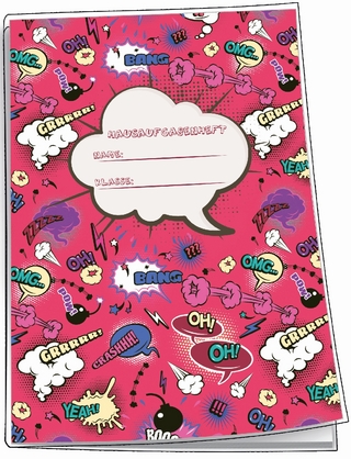 Hausaufgabenheft Comic mit Umschlag