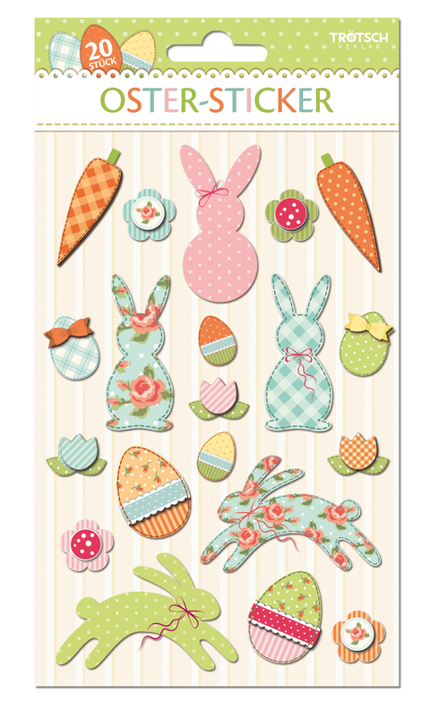 Vintage-Oster-Sticker mit 3D-Effekt, handmade