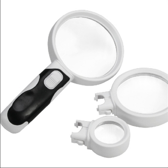 LED-Leuchtlupe mit 3 Linsenaufs&auml;tzen