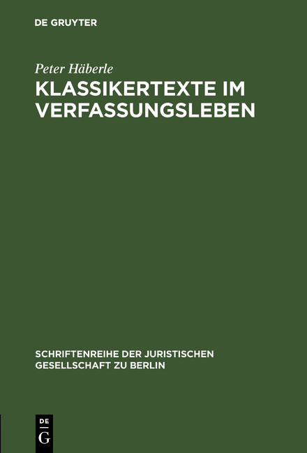 Klassikertexte im Verfassungsleben - Peter H&auml;berle
