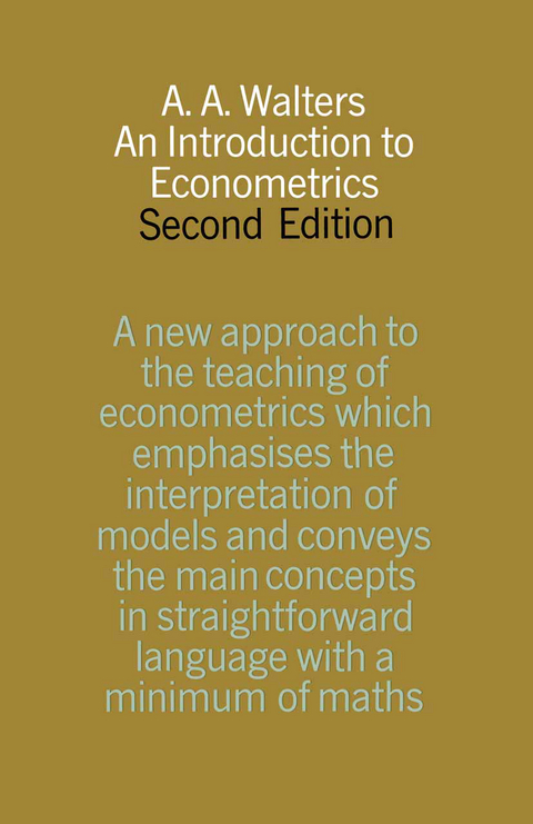 An Introduction to Econometrics - A.A. Walters