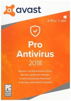 AVAST PRO Anti Virus 2018 - 3 PC, 1 DVD-ROM