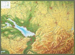 Relief Allgäu Bodensee 1:200.000, Reliefkarte, mit Holzrahmen