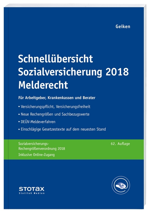 Schnell&uuml;bersicht Sozialversicherung 2018 Melderecht - Manfred Geiken