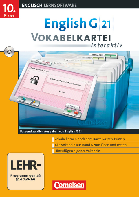 English G 21 - Vokabelkarteien interaktiv - Lernsoftware zu allen Ausgaben - Abschlussband 6: 10. Schuljahr - 6-jährige Sekundarstufe I