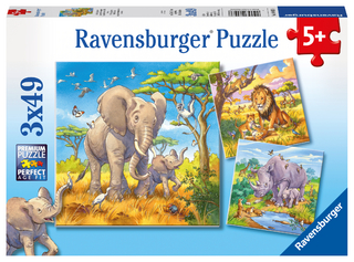 Ravensburger Kinderpuzzle - 08003 Wilde Giganten - Puzzle für Kinder ab 5 Jahren, mit 3x49 Teilen