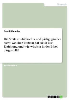 Die Strafe aus biblischer und p&Atilde;&curren;dagogischer Sicht. Welchen Nutzen hat sie in der Erziehung und wie wird sie in der Bibel dargestellt? - David R&Atilde;&frac14;mmler