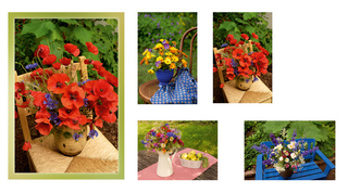 Grußkartenk. Blumen in Vasen