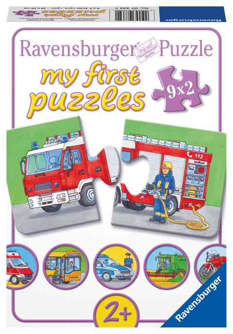 Ravensburger Kinderpuzzle - 07332 Einsatzfahrzeuge - my first puzzle mit 9x2 Teilen - Puzzle f&uuml;r Kinder ab 2 Jahren