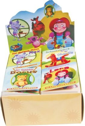 Klappbilderbuch (4 Titel à 8 St. im Displaykarton) Der Teddybär Borus / Die Aufziehmaus Max / Schaukelpferd Charlie / Stoffpuppe Lara