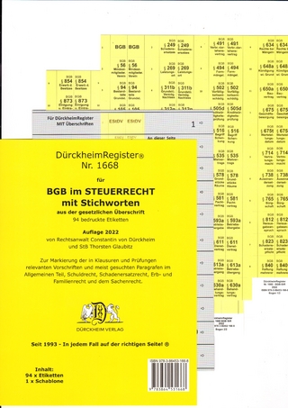DürckheimRegister® BGB im Steuerrecht MIT STICHWORTEN