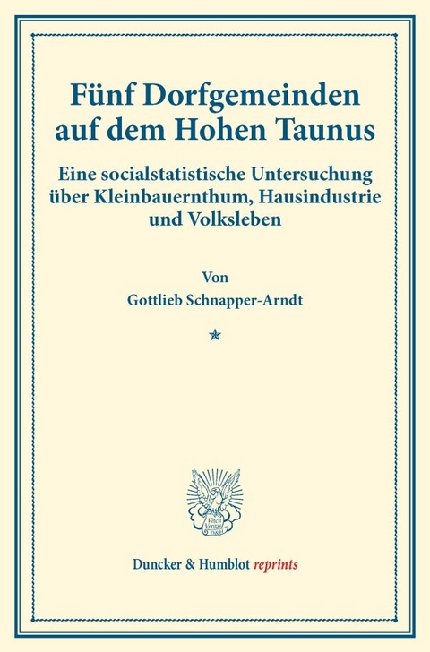 F&uuml;nf Dorfgemeinden auf dem Hohen Taunus. - Gottlieb Schnapper-Arndt