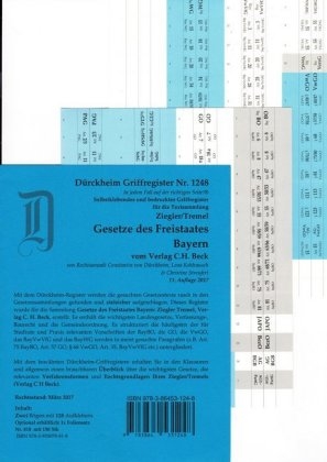 Gesetze des Freistaates Bayern / Griffregister Nr. 1248 (2017/2018) Ziegler-Tremel: 128 selbstklebende und bedruckte Griffregister - Constantin D&uuml;rckheim