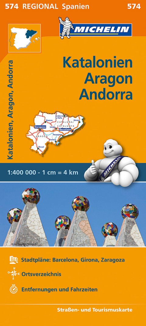 Michelin Katalonien, Aragon, Andorra. Stra&szlig;en- und Tourismuskarte 1:400.000