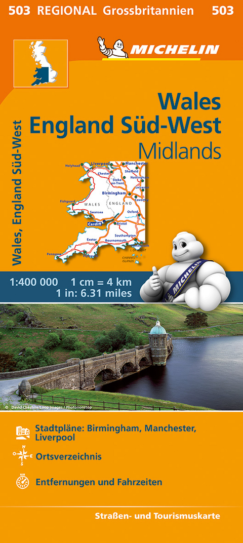 Michelin Karte Wales, England S&uuml;d-West, Midlands