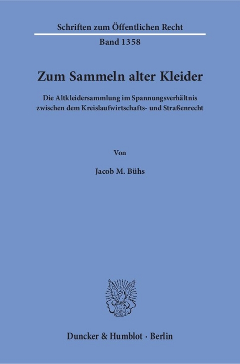 Zum Sammeln alter Kleider. - Jacob M. B&uuml;hs