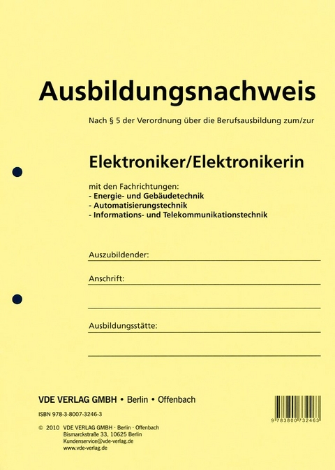 Ausbildungsnachweis Elektroniker/Elektronikerin
