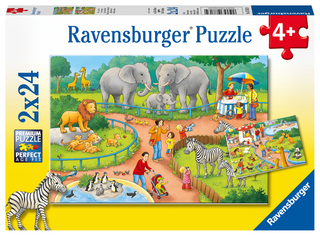 Ravensburger Kinderpuzzle - 07813 Ein Tag im Zoo - Puzzle für Kinder ab 4 Jahren, mit 2x24 Teilen